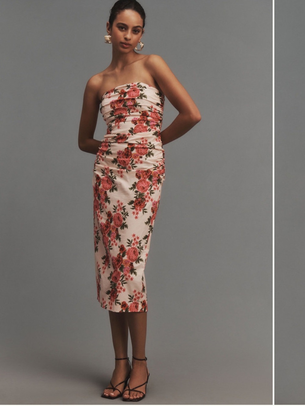 Anthropologie Soleil Slim Strapless Ruched Dress